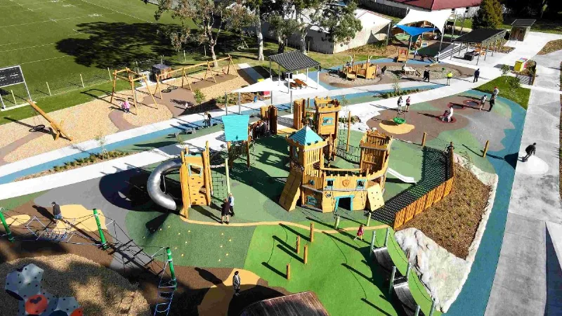 Elevated view of Maidstone Max Adventure Playground in Upper Hutt